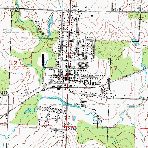 Topographic Map of Village of Edgar, WI