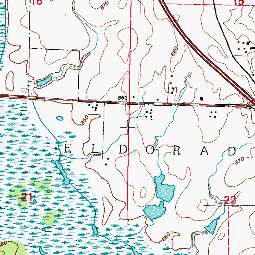 Topographic Map of Town of Eldorado, WI