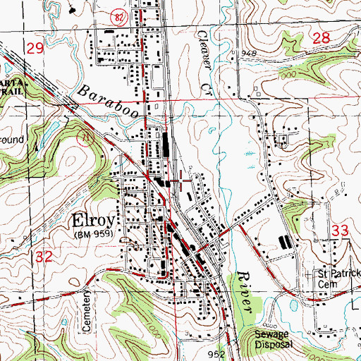 Topographic Map of City of Elroy, WI