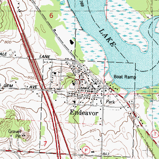 Topographic Map of Village of Endeavor, WI
