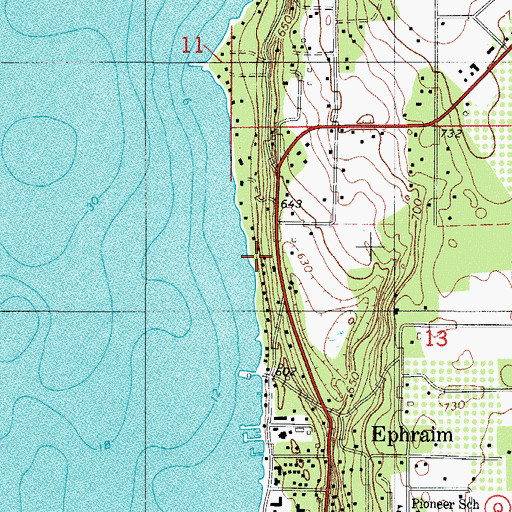 Topographic Map of Village of Ephraim, WI
