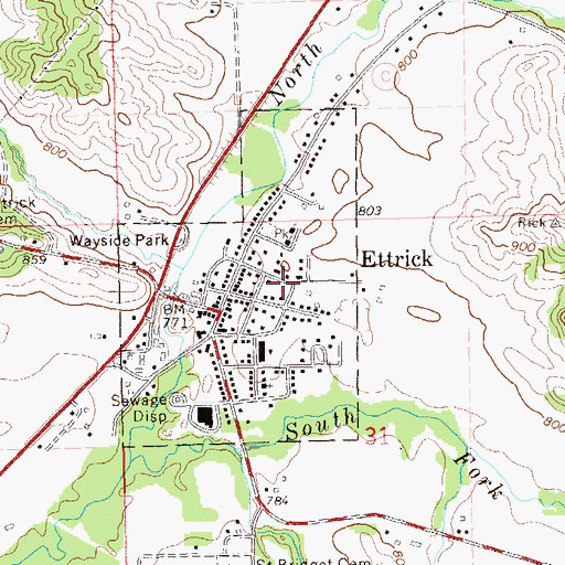 Topographic Map of Village of Ettrick, WI