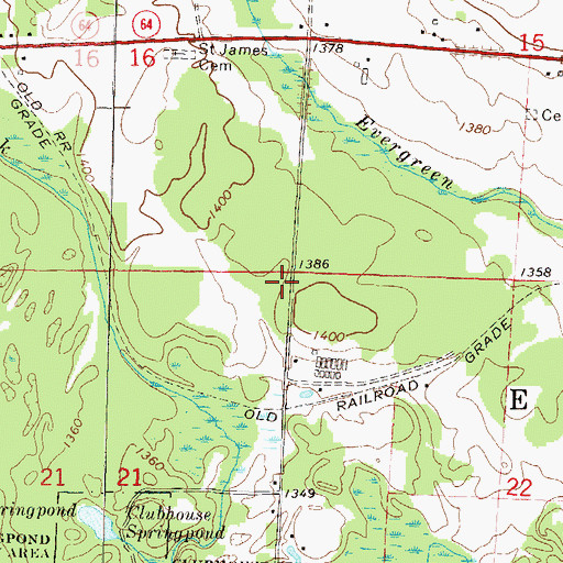 Topographic Map of Town of Evergreen, WI