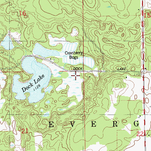 Topographic Map of Town of Evergreen, WI