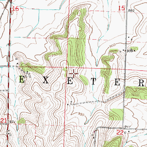 Topographic Map of Town of Exeter, WI