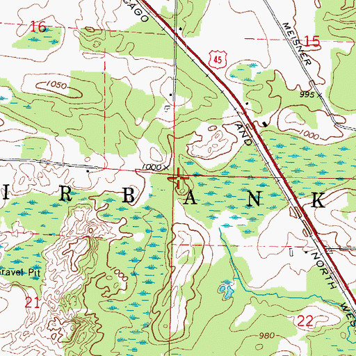 Topographic Map of Town of Fairbanks, WI