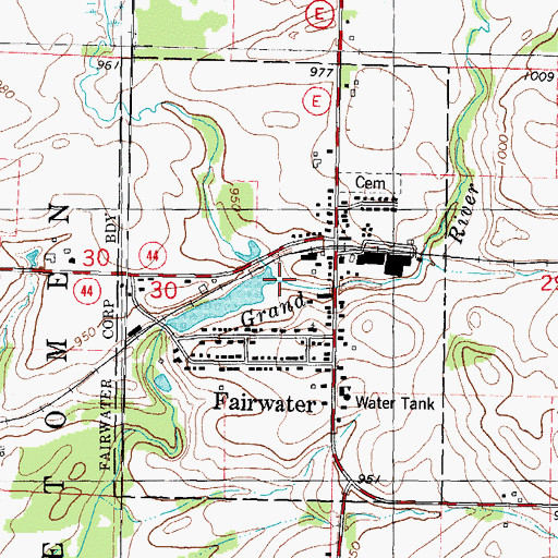 Topographic Map of Village of Fairwater, WI