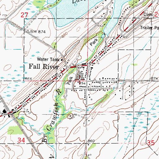 Topographic Map of Village of Fall River, WI