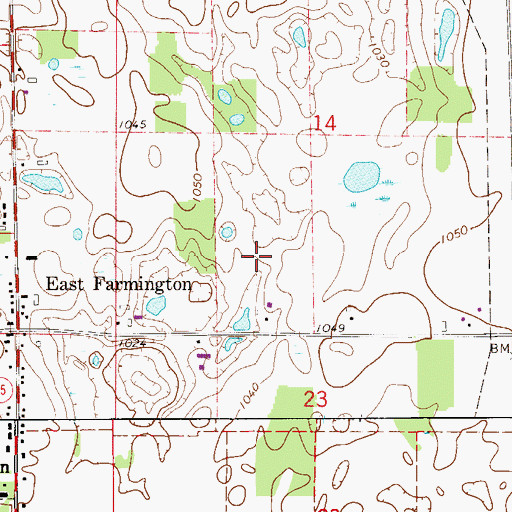 Topographic Map of Town of Farmington, WI