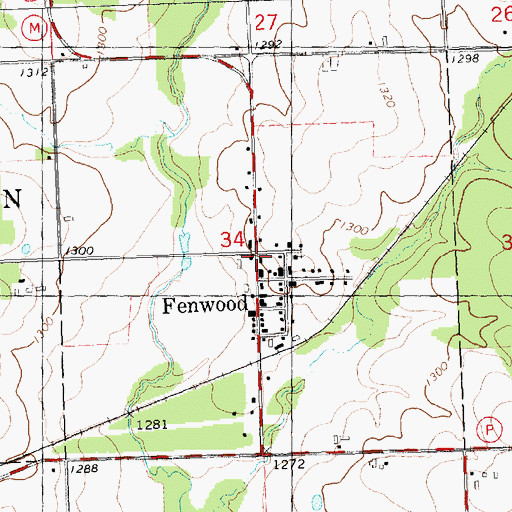 Topographic Map of Village of Fenwood, WI
