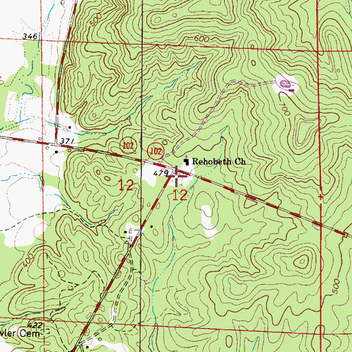 Topographic Map of Rehobeth Cemetery, AL