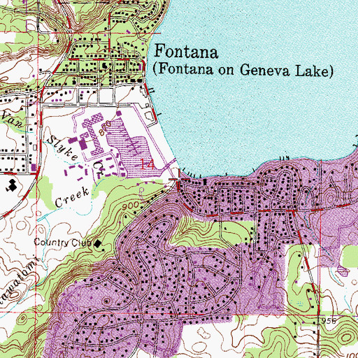Topographic Map of Village of Fontana-on-Geneva Lake, WI