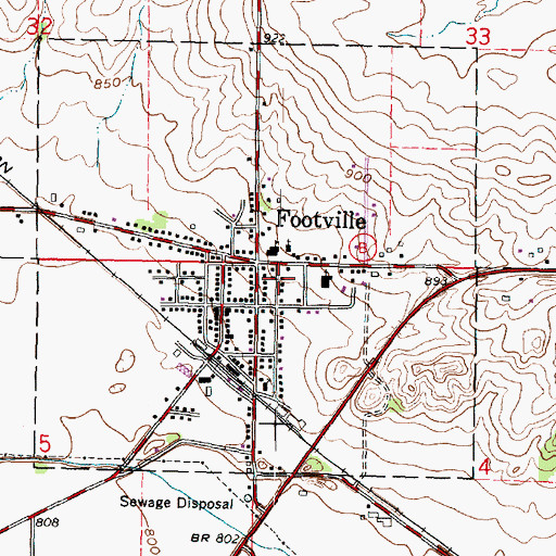 Topographic Map of Village of Footville, WI