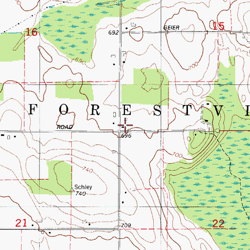 Topographic Map of Town of Forestville, WI