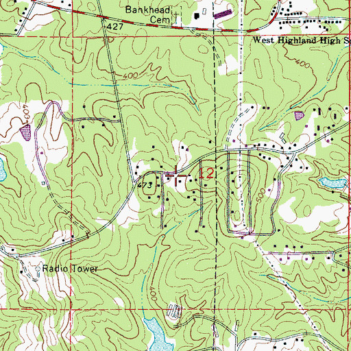 Topographic Map of Solid Rock Church, AL