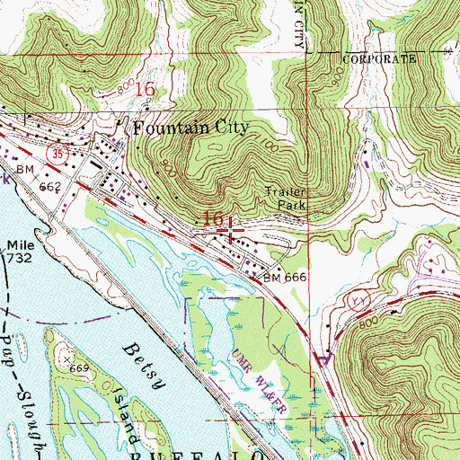 Topographic Map of City of Fountain City, WI