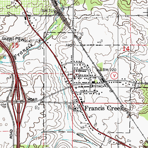 Topographic Map of Village of Francis Creek, WI