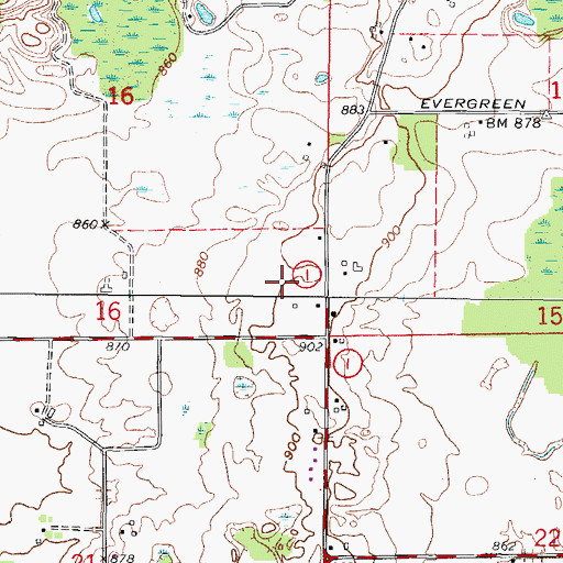 Topographic Map of Town of Fredonia, WI