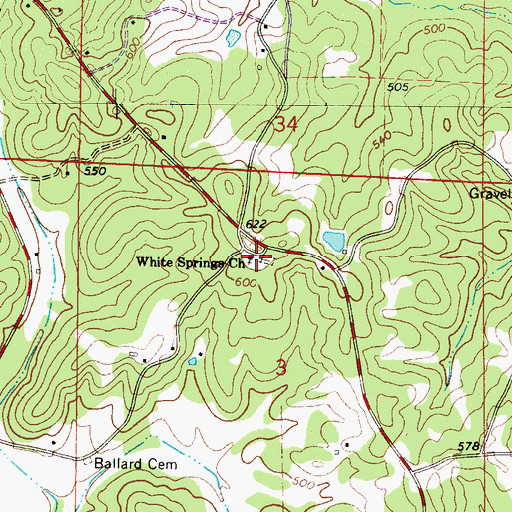 Topographic Map of White Springs Cemetery, AL