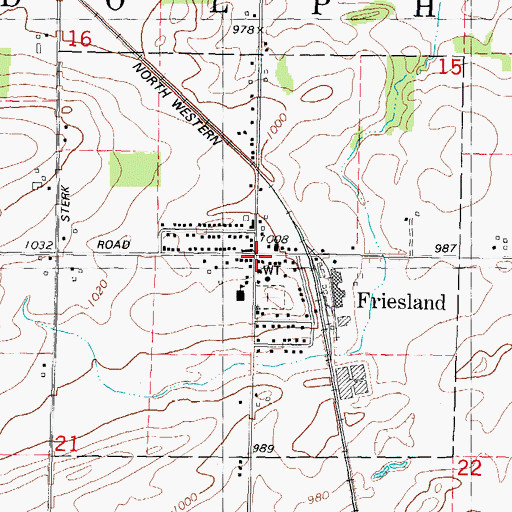 Topographic Map of Village of Friesland, WI
