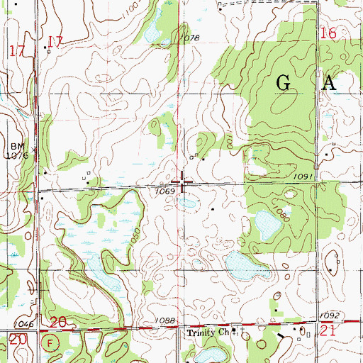 Topographic Map of Town of Garfield, WI