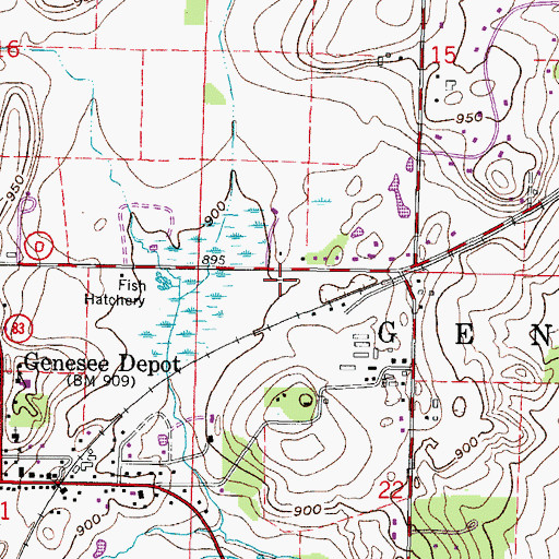 Topographic Map of Town of Genesee, WI