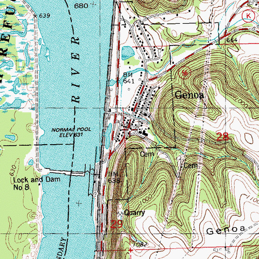 Topographic Map of Village of Genoa, WI
