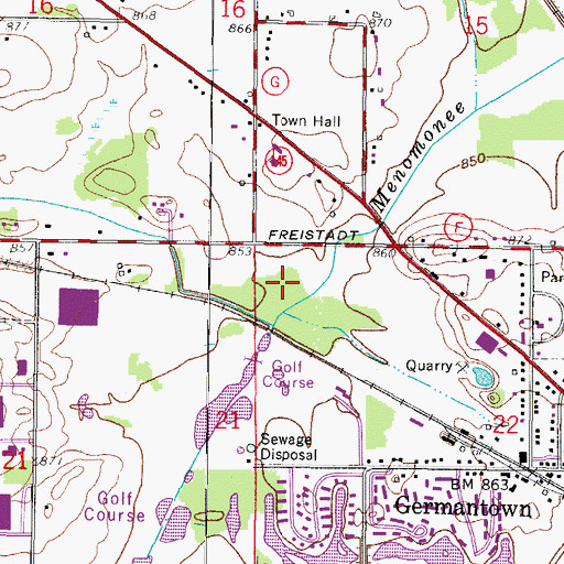 Topographic Map of Village of Germantown, WI