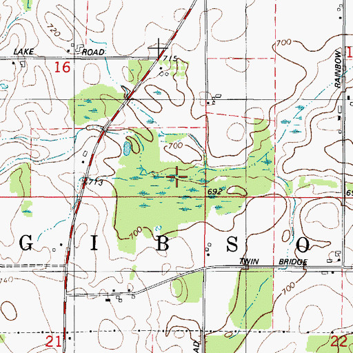 Topographic Map of Town of Gibson, WI
