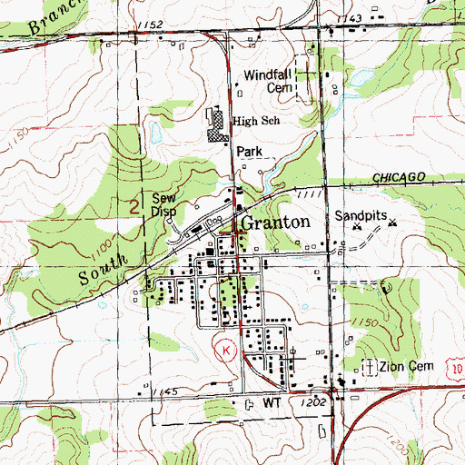 Topographic Map of Village of Granton, WI