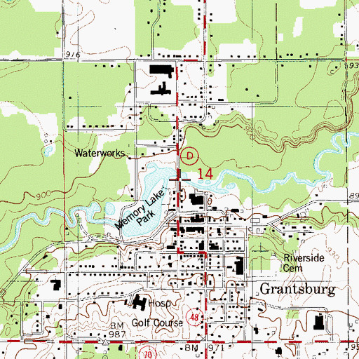 Topographic Map of Village of Grantsburg, WI