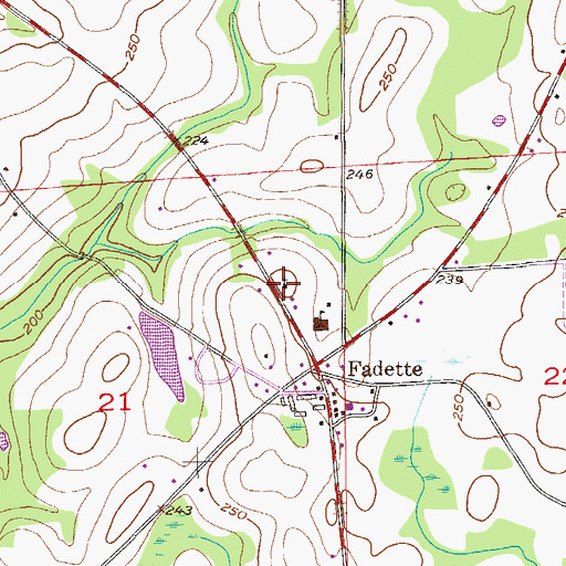 Topographic Map of Fadette Church, AL