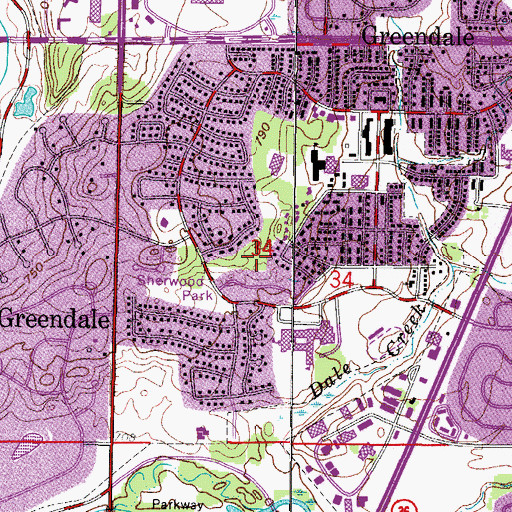 Topographic Map of Village of Greendale, WI
