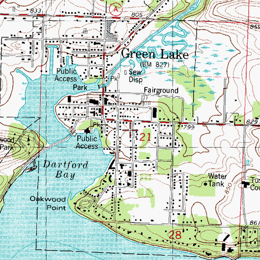 Topographic Map of City of Green Lake, WI