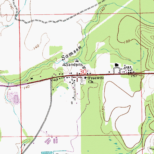 Topographic Map of Harvest Time Church, AL