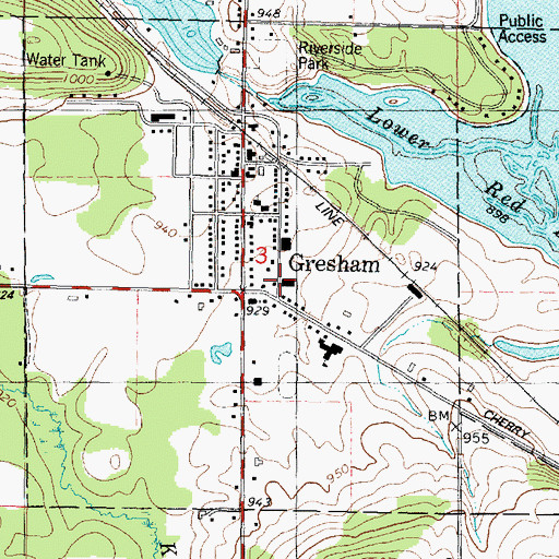 Topographic Map of Village of Gresham, WI