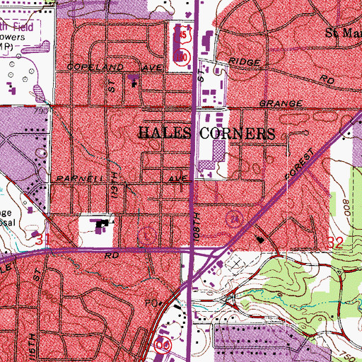 Topographic Map of Village of Hales Corners, WI