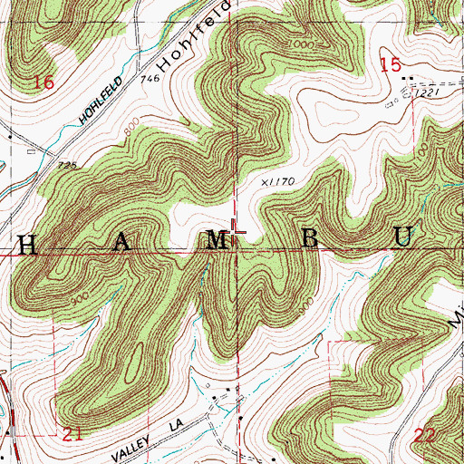 Topographic Map of Town of Hamburg, WI