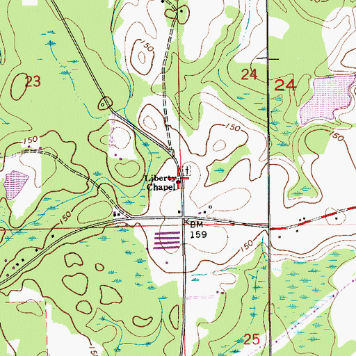 Topographic Map of Liberty Chapel Baptist Church, AL