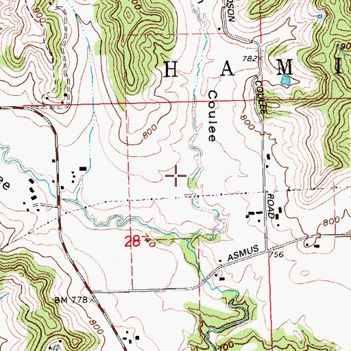 Topographic Map of Town of Hamilton, WI