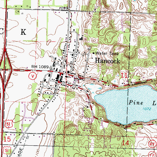 Topographic Map of Village of Hancock, WI