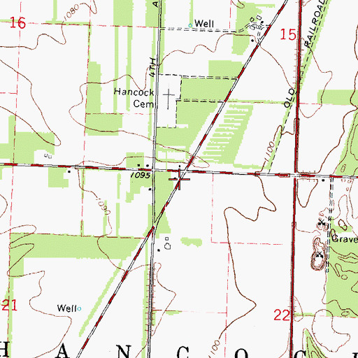Topographic Map of Town of Hancock, WI