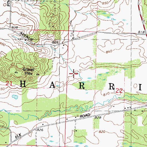 Topographic Map of Town of Harris, WI