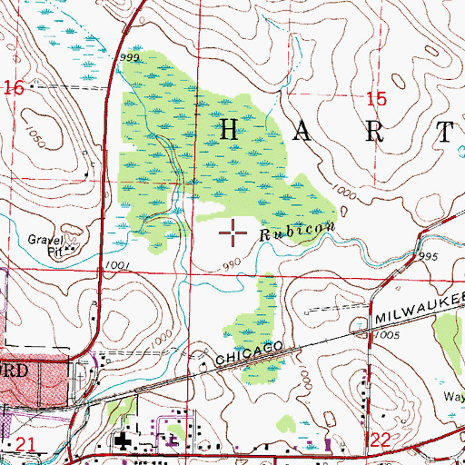 Topographic Map of Town of Hartford, WI