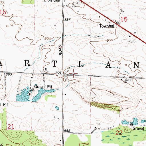 Topographic Map of Town of Hartland, WI
