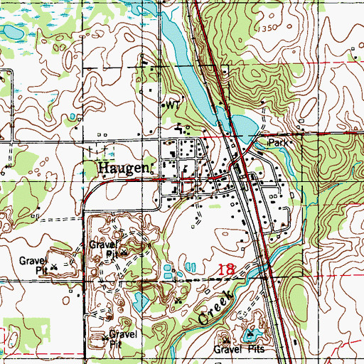 Topographic Map of Village of Haugen, WI