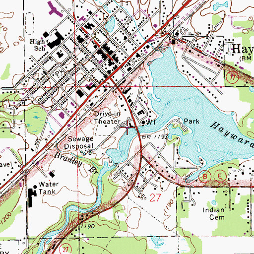 Topographic Map of City of Hayward, WI