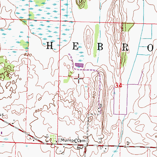Topographic Map of Town of Hebron, WI