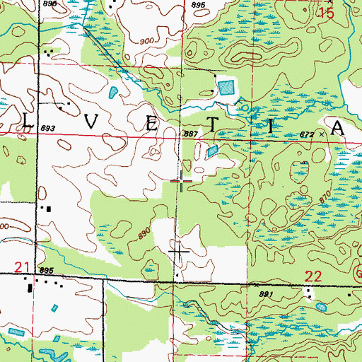 Topographic Map of Town of Helvetia, WI