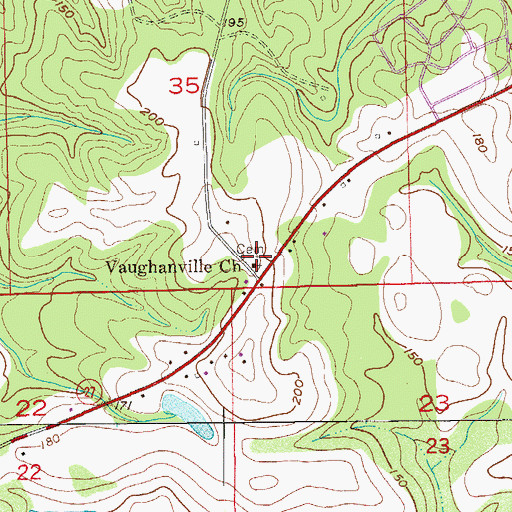 Topographic Map of Vaughanville Cemetery, AL